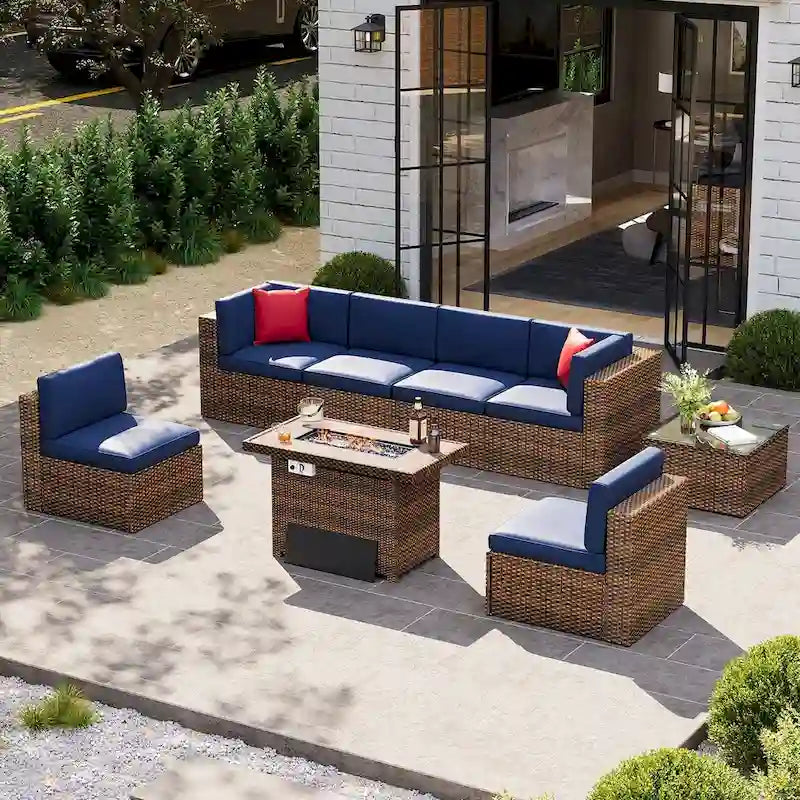8-Piece Patio Furniture Set with 40 Fire Pit Table
