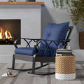 Outdoor Wicker Rocking Chair, with Padded Cushions & Armrest