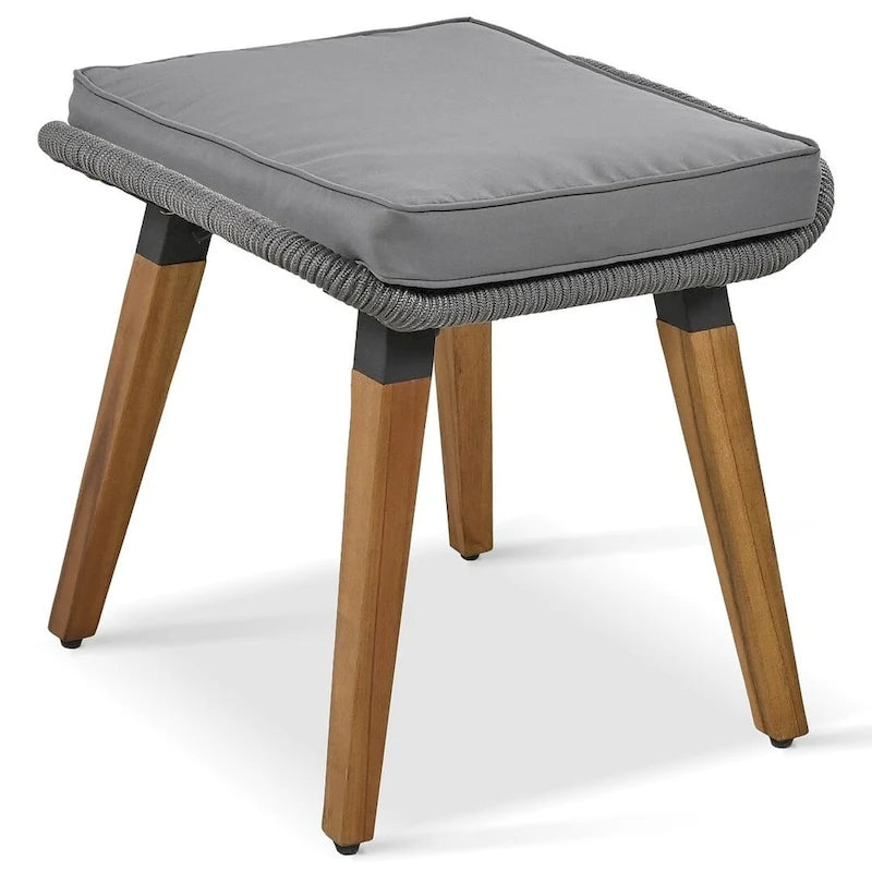 Ensemble de meubles de patio d'extérieur en corde de 6 pièces pour 6 avec deux tabourets, combinaison de table de bar réfrigérante