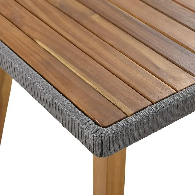 Ensemble de meubles de patio d'extérieur en corde de 6 pièces pour 6 avec deux tabourets, combinaison de table de bar réfrigérante