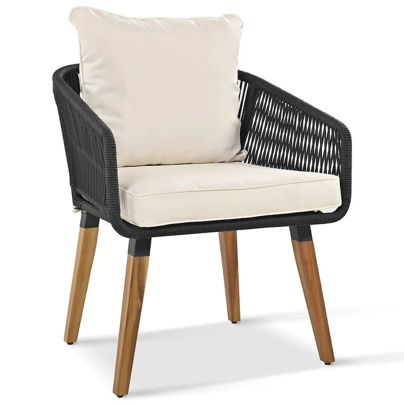 Ensemble de meubles de patio d'extérieur en corde de 6 pièces pour 6 avec deux tabourets, combinaison de table de bar réfrigérante