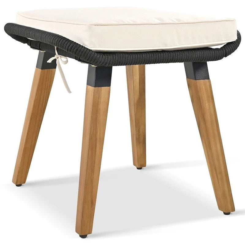 Ensemble de meubles de patio d'extérieur en corde de 6 pièces pour 6 avec deux tabourets, combinaison de table de bar réfrigérante