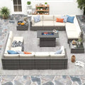 Ensemble de meubles de jardin en osier 15 pièces avec foyer et table