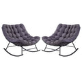 Fauteuil de lecture œuf à bascule et inclinable d'extérieur avec grands coussins (ensemble de 2)