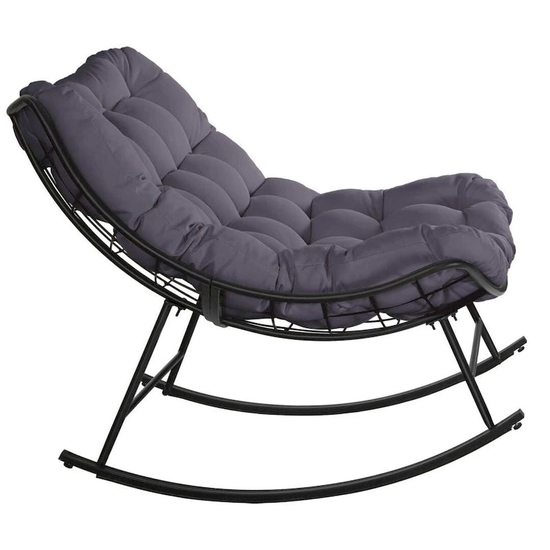 Fauteuil de lecture œuf à bascule et inclinable d'extérieur avec grands coussins (ensemble de 2)