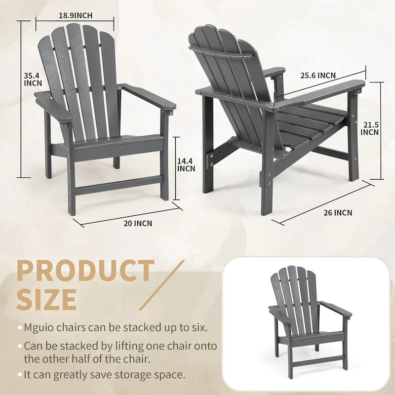 Chaise Adirondack empilable Vrakae Patio en PEHD toutes saisons