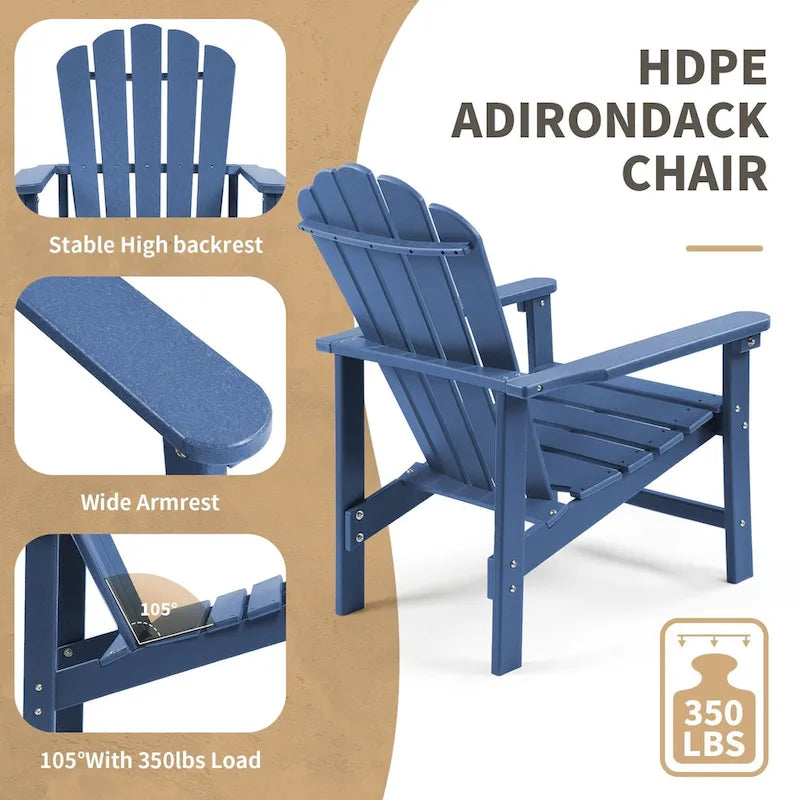 Chaise Adirondack empilable Vrakae Patio en PEHD toutes saisons