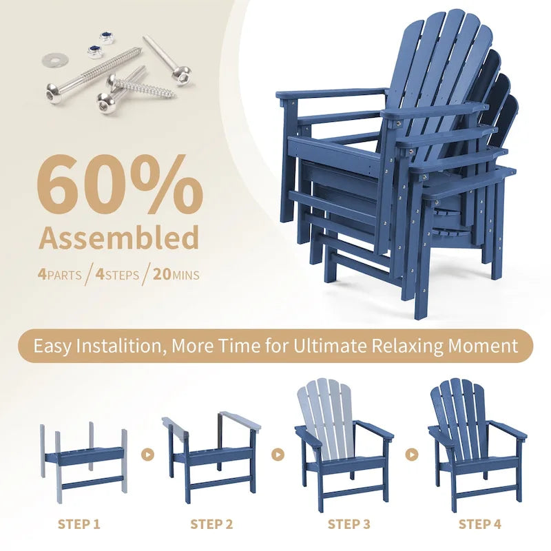 Chaise Adirondack empilable Vrakae Patio en PEHD toutes saisons