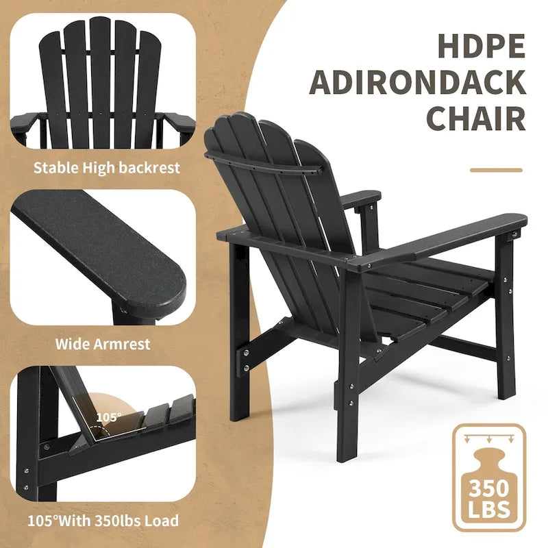 Chaise Adirondack empilable Vrakae Patio en PEHD toutes saisons