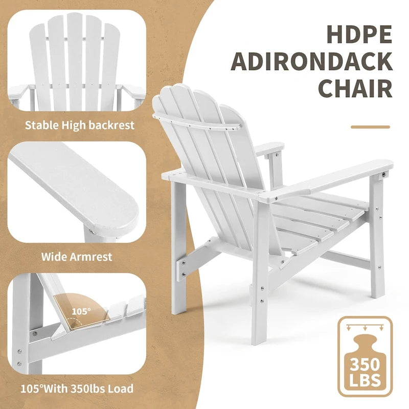 Chaise Adirondack empilable Vrakae Patio en PEHD toutes saisons