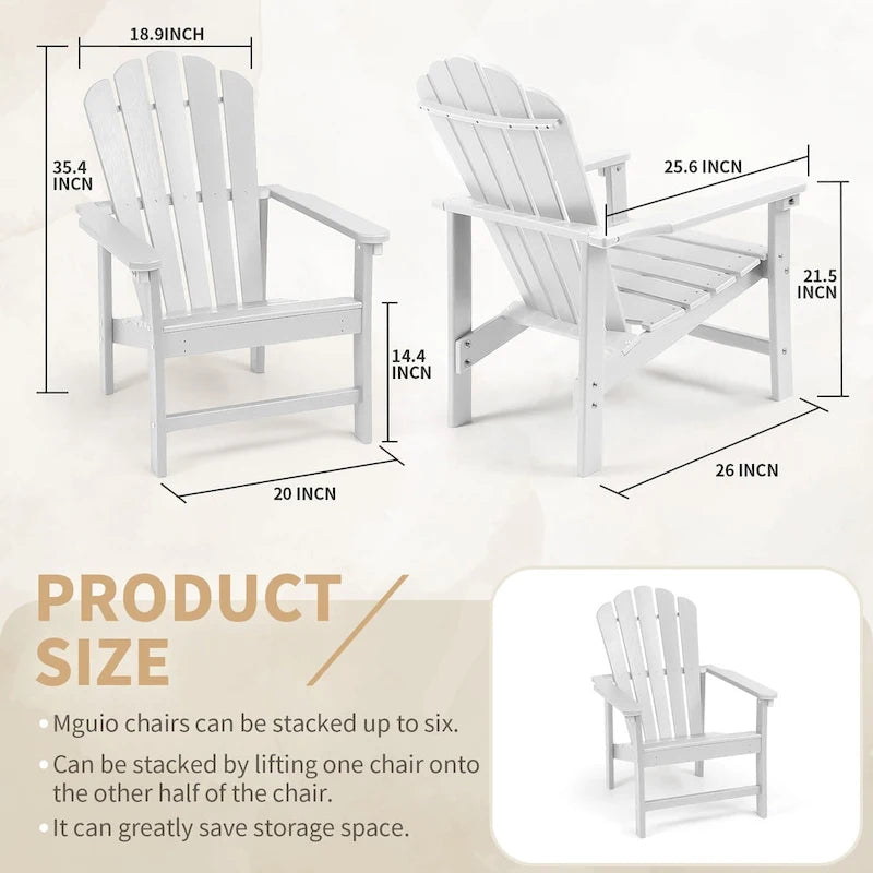 Chaise Adirondack empilable Vrakae Patio en PEHD toutes saisons