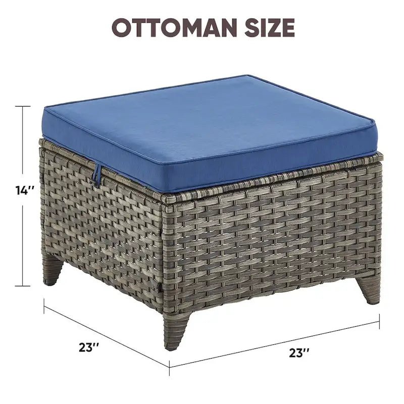 Chaises de terrasse 4 pièces avec ottoman, chaises pivotantes à bascule - Gris