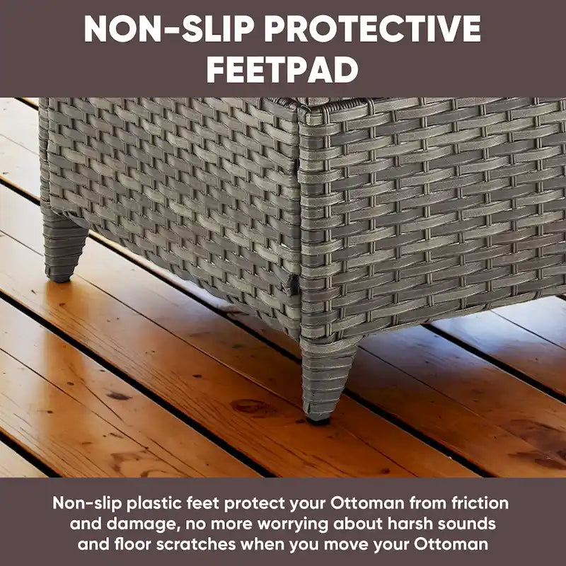 Chaises de terrasse 4 pièces avec ottoman, chaises pivotantes à bascule - Gris