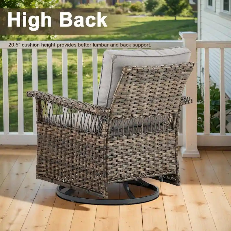 Gymojoy Ensemble bistro de patio avec chaises berçantes pivotantes à 360° et table - Marron