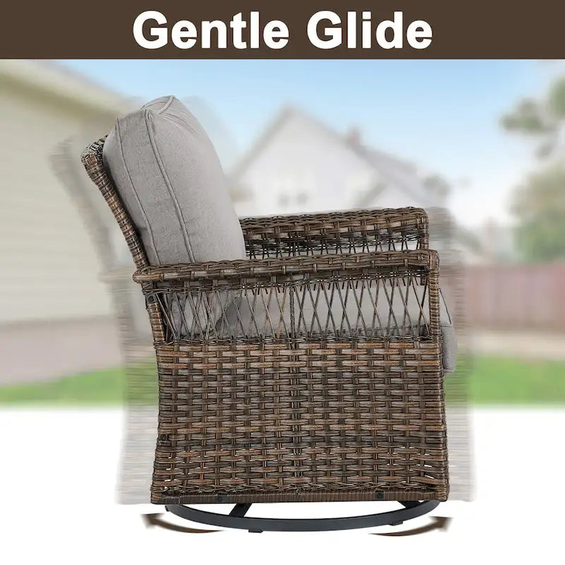 Gymojoy Ensemble bistro de patio avec chaises berçantes pivotantes à 360° et table - Marron