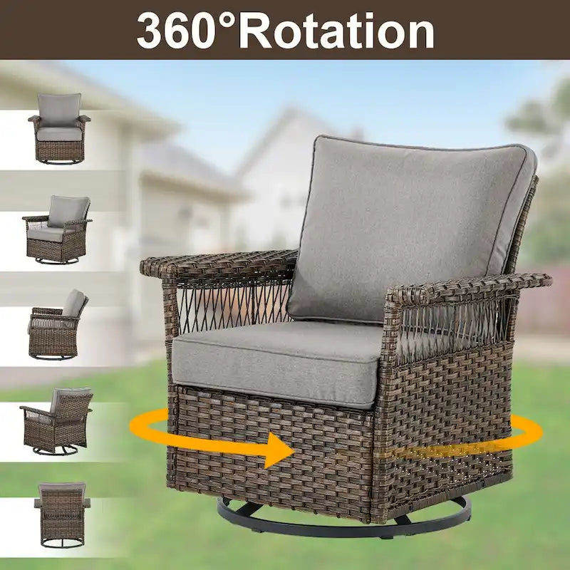 Gymojoy Ensemble bistro de patio avec chaises berçantes pivotantes à 360° et table - Marron