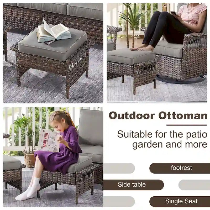 Gymojoy Ensemble bistro de patio avec chaises berçantes pivotantes à 360° et table - Marron