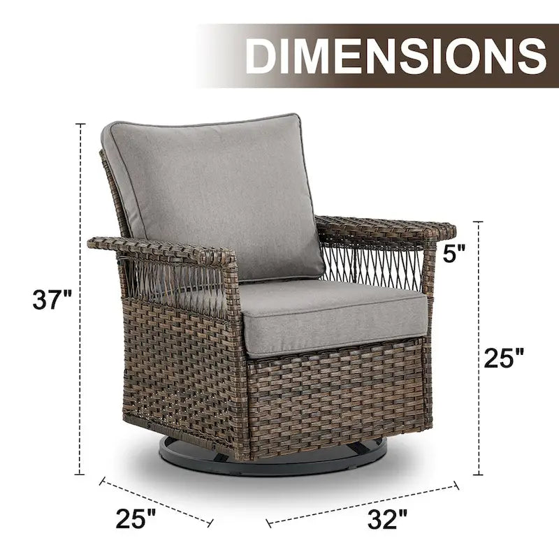 Gymojoy Ensemble bistro de patio avec chaises berçantes pivotantes à 360° et table - Marron
