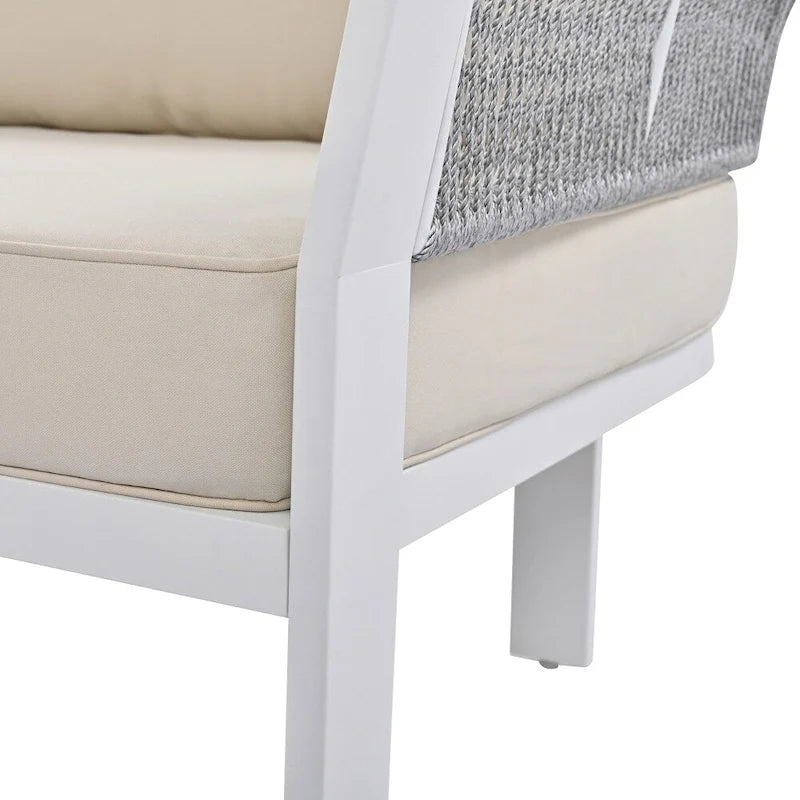 Ensemble de conversation d'extérieur 4 pièces avec table basse et coussins moelleux