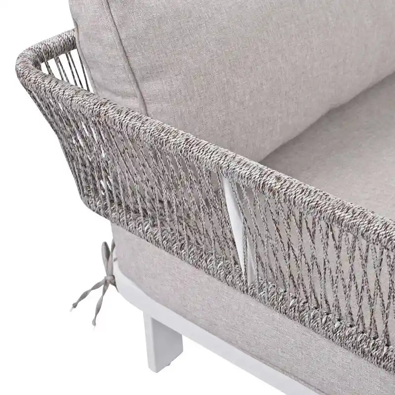 Ensemble de conversation d'extérieur 4 pièces avec table basse et coussins moelleux