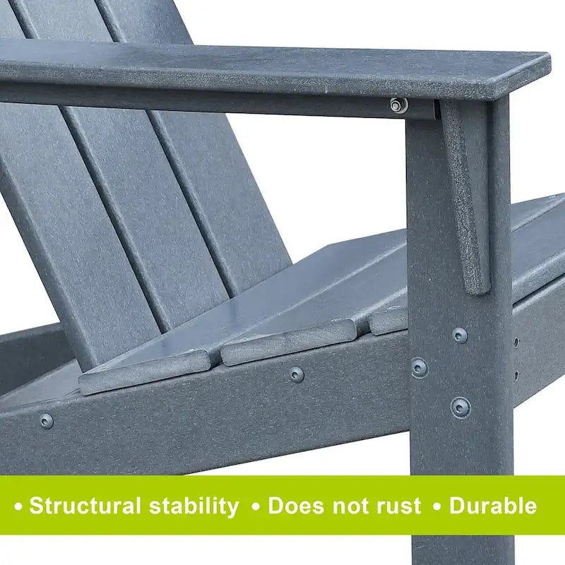 3 chaises Adirondack d'extérieur, chaises de jardin avec table d'appoint, pour terrasse, jardin, cour arrière, balcon, gris