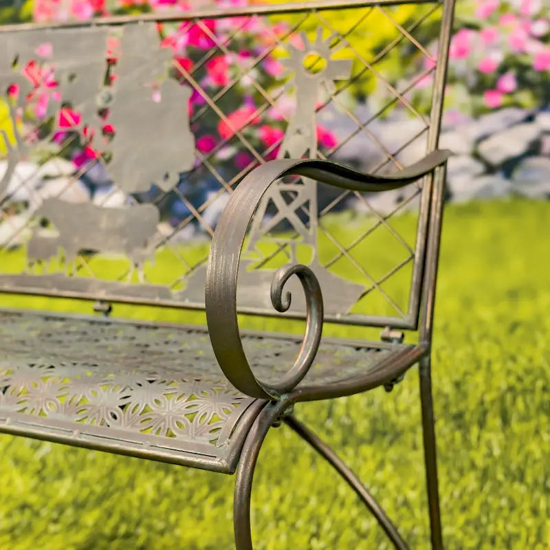 Banc d'extérieur rectangulaire avec silhouette de vache et de moulin à vent Strasburg - 43.7 L x 20.47 l x 37.01 H