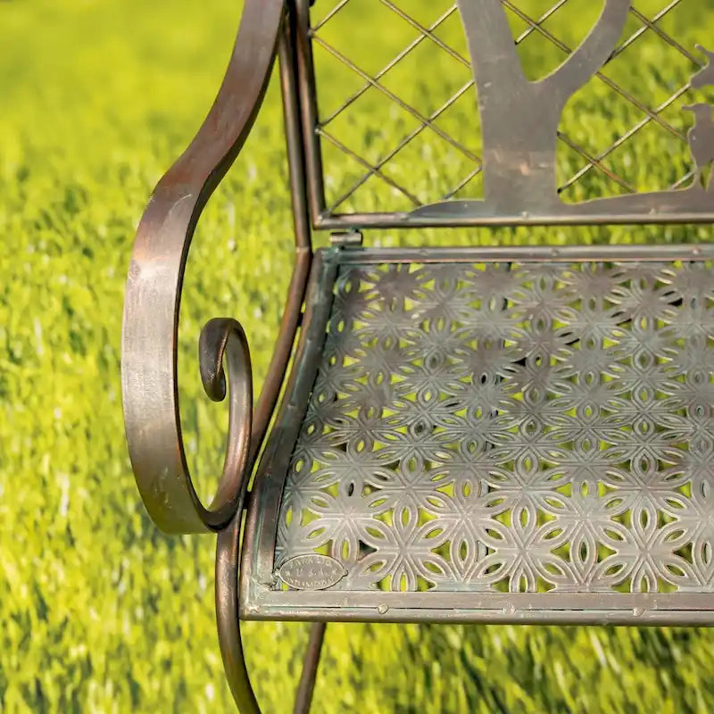 Banc d'extérieur rectangulaire avec silhouette de vache et de moulin à vent Strasburg - 43.7 L x 20.47 l x 37.01 H