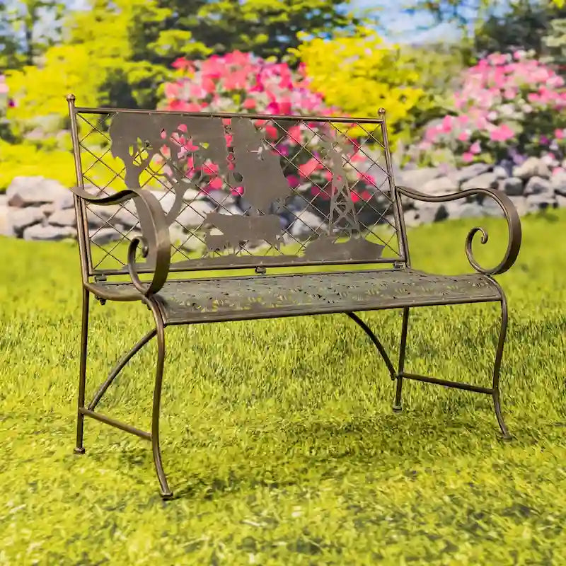 Banc d'extérieur rectangulaire avec silhouette de vache et de moulin à vent Strasburg - 43.7 L x 20.47 l x 37.01 H