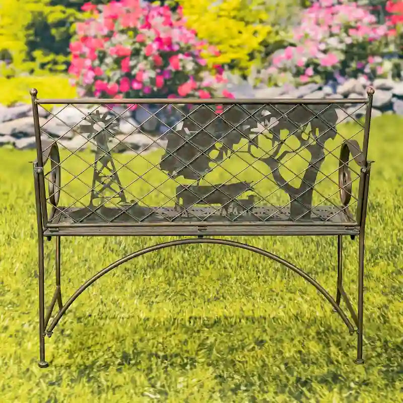 Banc d'extérieur rectangulaire avec silhouette de vache et de moulin à vent Strasburg - 43.7 L x 20.47 l x 37.01 H