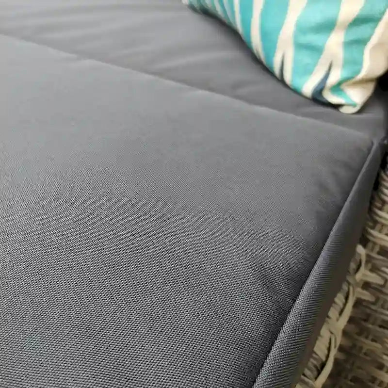 Ensemble de conversation d'extérieur de 10 pièces en osier gris avec coussins gris foncé et quatre oreillers
