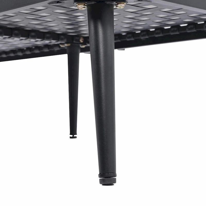 Canapé d'angle d'extérieur 6 places avec tables basses gigognes et coussins