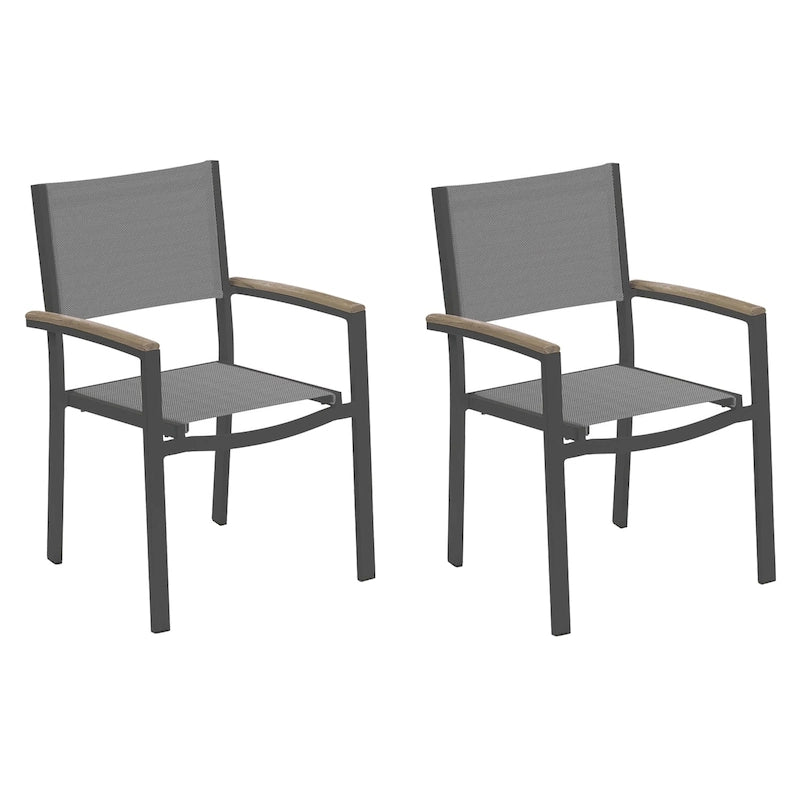 Fauteuil de jardin en titane Oxford Garden Travira avec accoudoirs en teck vieilli