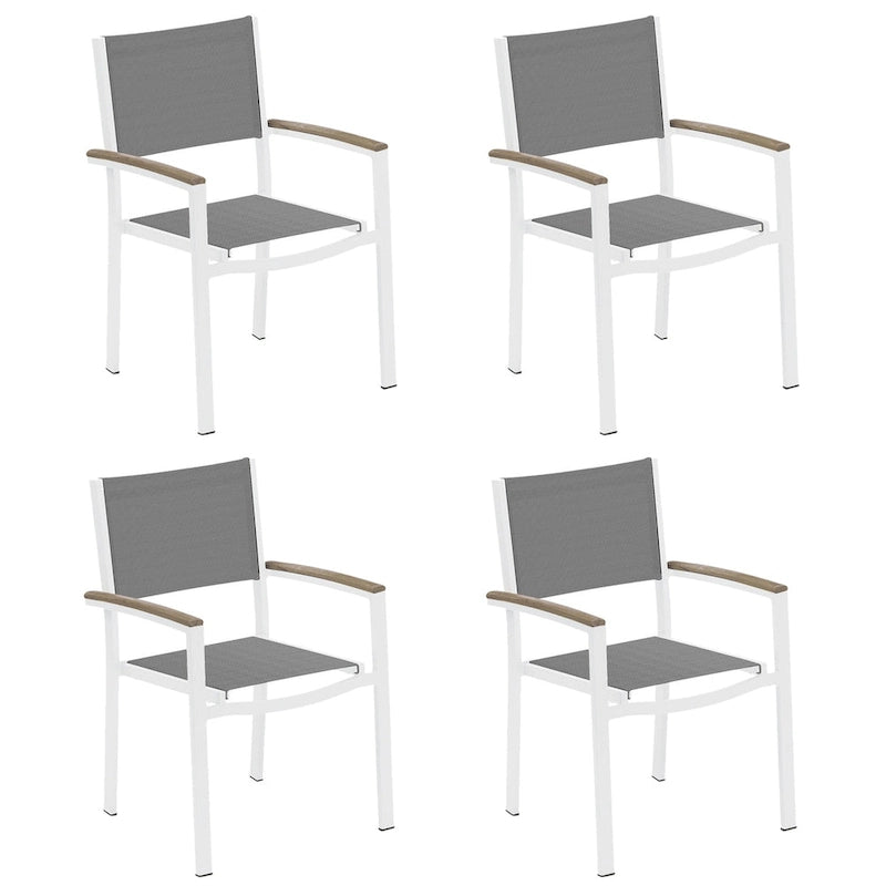 Fauteuil de jardin en titane Oxford Garden Travira avec accoudoirs en teck vieilli
