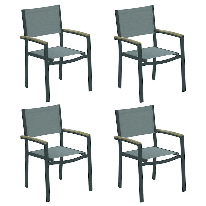 Fauteuil de jardin en titane Oxford Garden Travira avec accoudoirs en teck vieilli