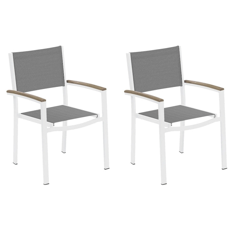 Fauteuil de jardin en titane Oxford Garden Travira avec accoudoirs en teck vieilli