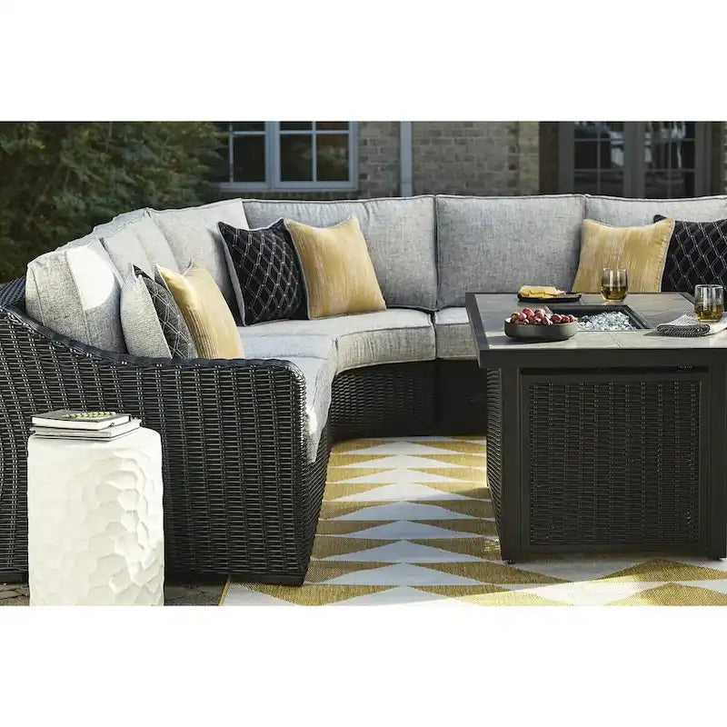 Signature Design by Ashley Beachcroft Black/Gray 3-Piece Outdoor Sectional - 145 W x 145 D x 35 H