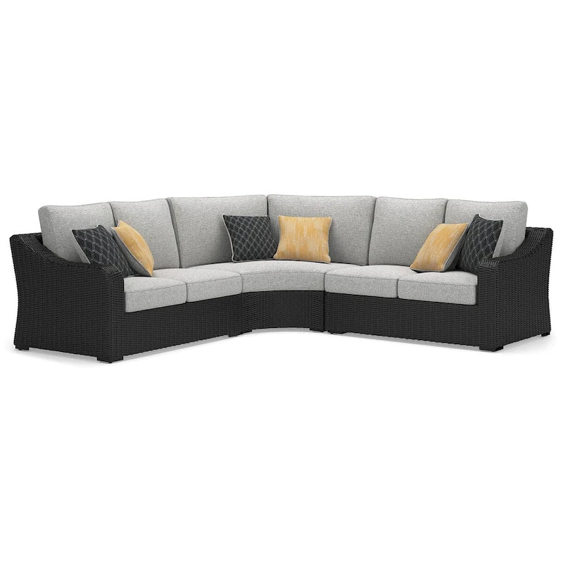 Signature Design by Ashley Beachcroft Sectionnel d'extérieur 3 pièces noir/gris - 145 L x 145 P x 35 H