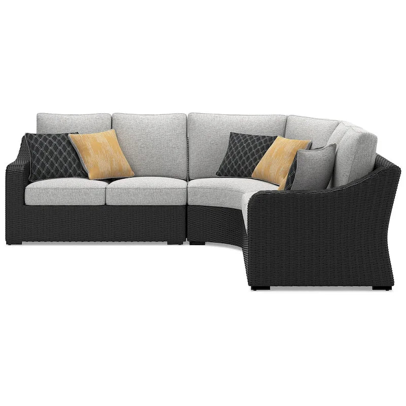 Signature Design by Ashley Beachcroft Sectionnel d'extérieur 3 pièces noir/gris - 145 L x 145 P x 35 H