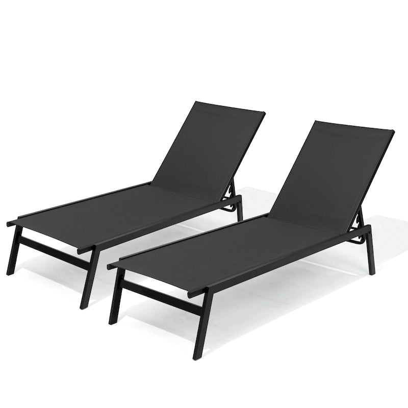 Chaises longues de patio extérieures inclinables réglables empilables