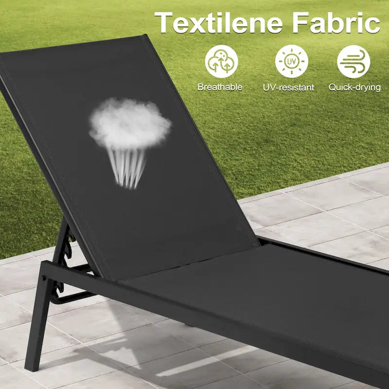 Chaises longues de patio extérieures inclinables réglables empilables