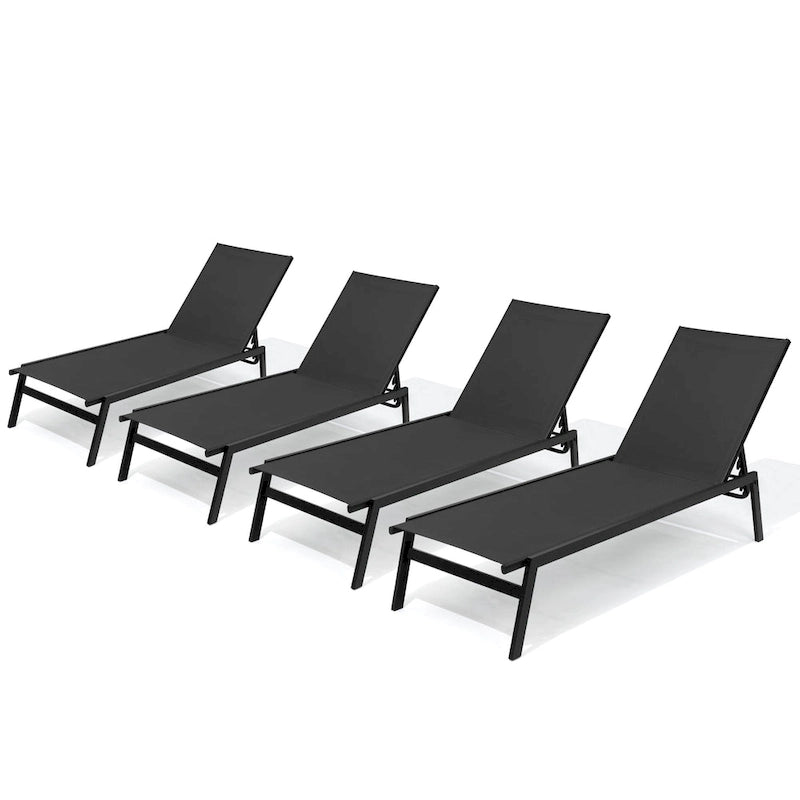 Chaises longues de patio extérieures inclinables réglables empilables