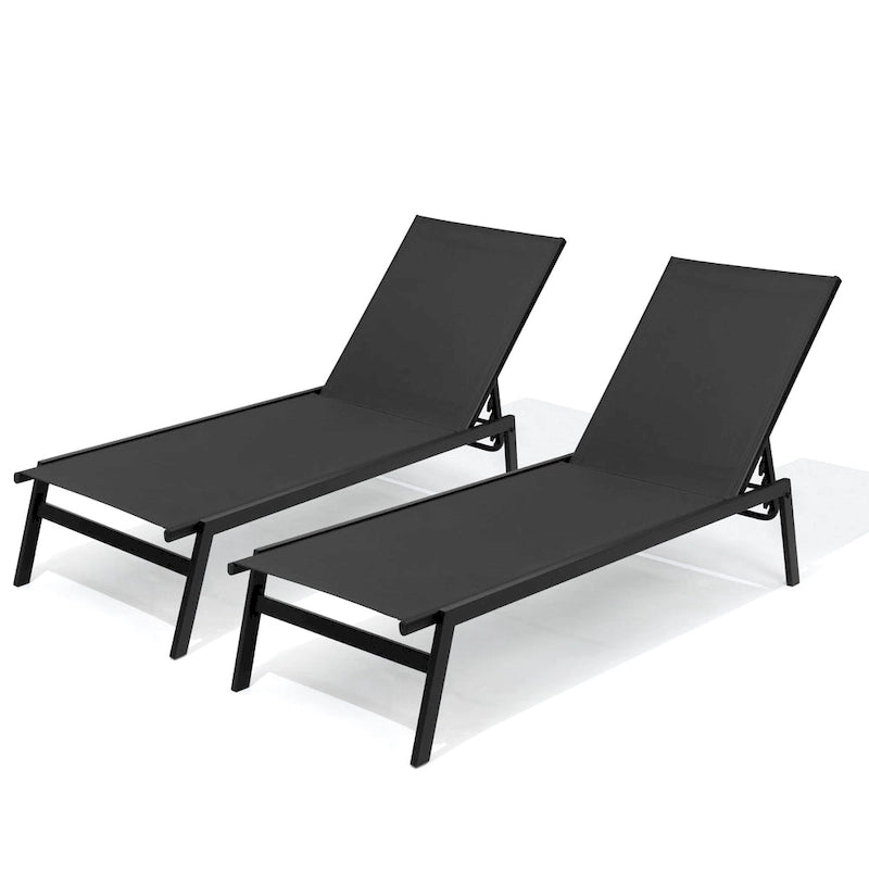 Chaises longues de patio extérieures inclinables réglables empilables