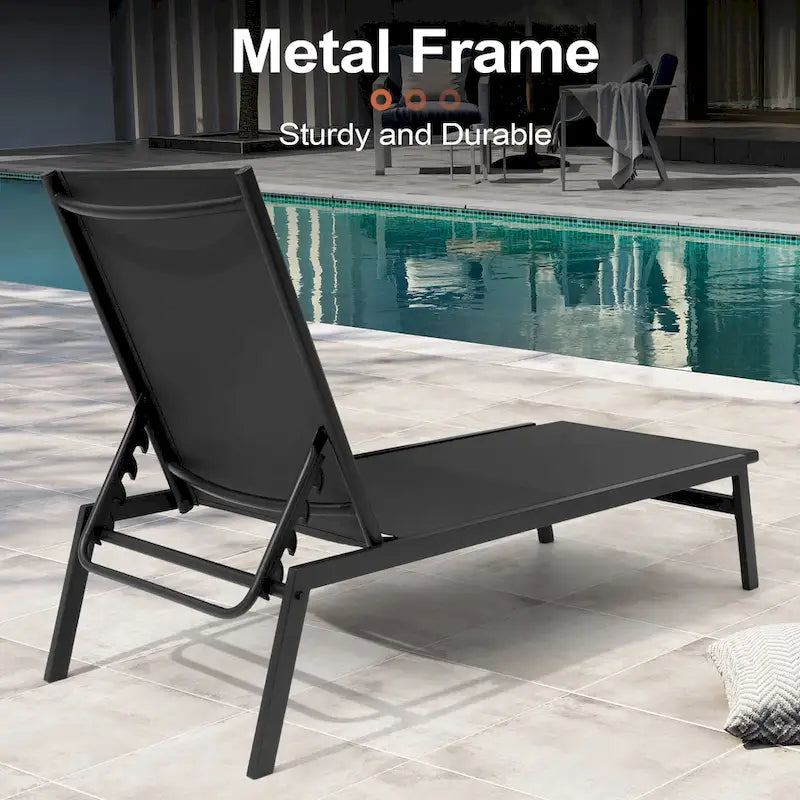 Chaises longues de patio extérieures inclinables réglables empilables