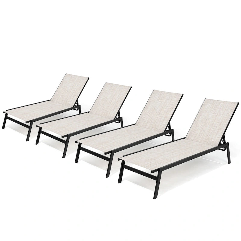 Chaises longues de patio extérieures inclinables réglables empilables
