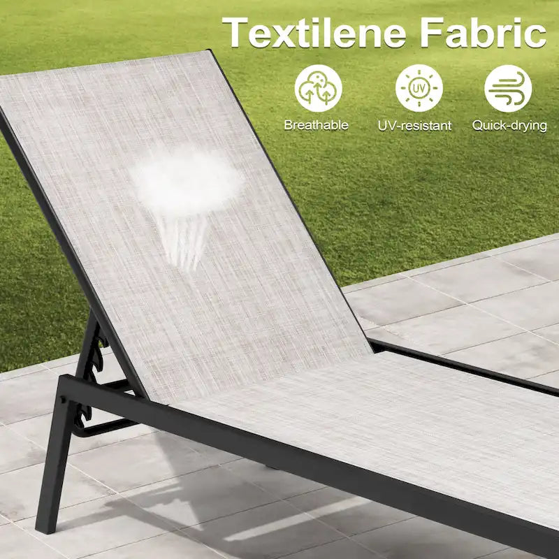 Chaises longues de patio extérieures inclinables réglables empilables