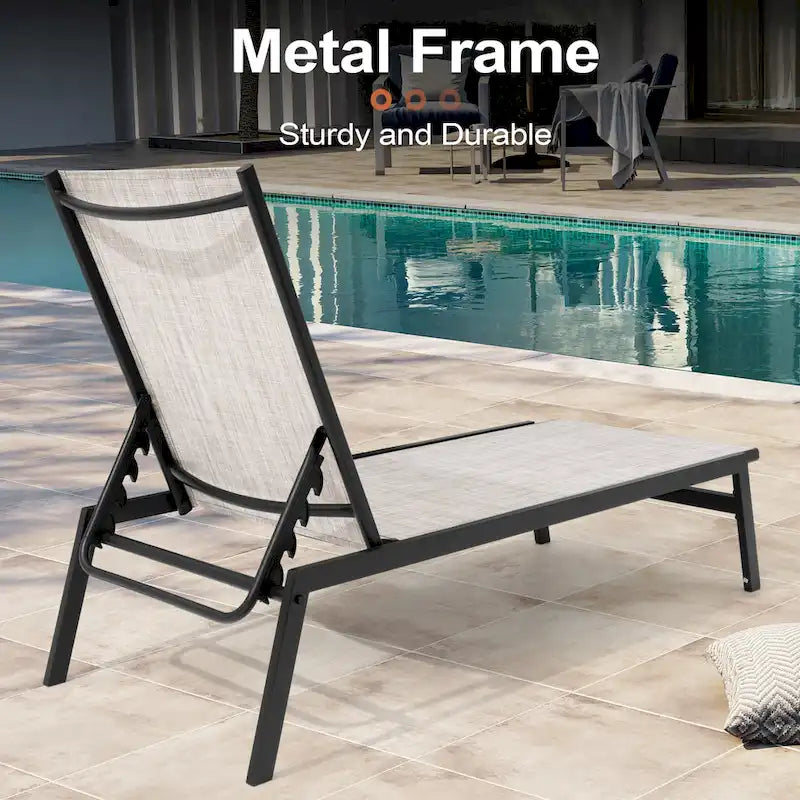 Chaises longues de patio extérieures inclinables réglables empilables