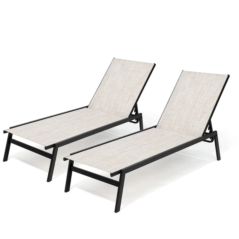 Chaises longues de patio extérieures inclinables réglables empilables
