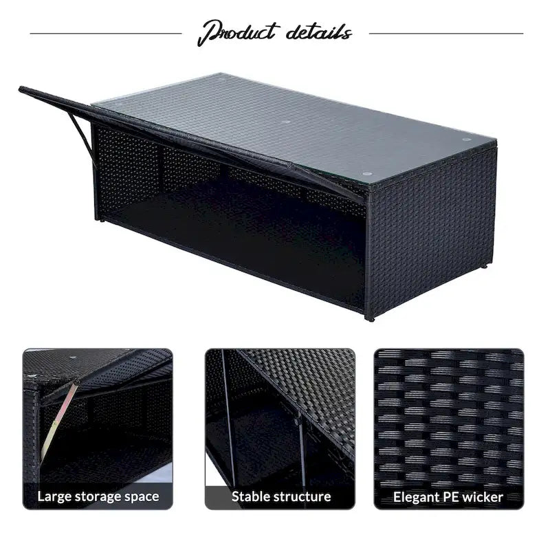 Ensemble de meubles de patio d'extérieur 6 pièces en rotin tressé avec canapé sectionnel et table basse