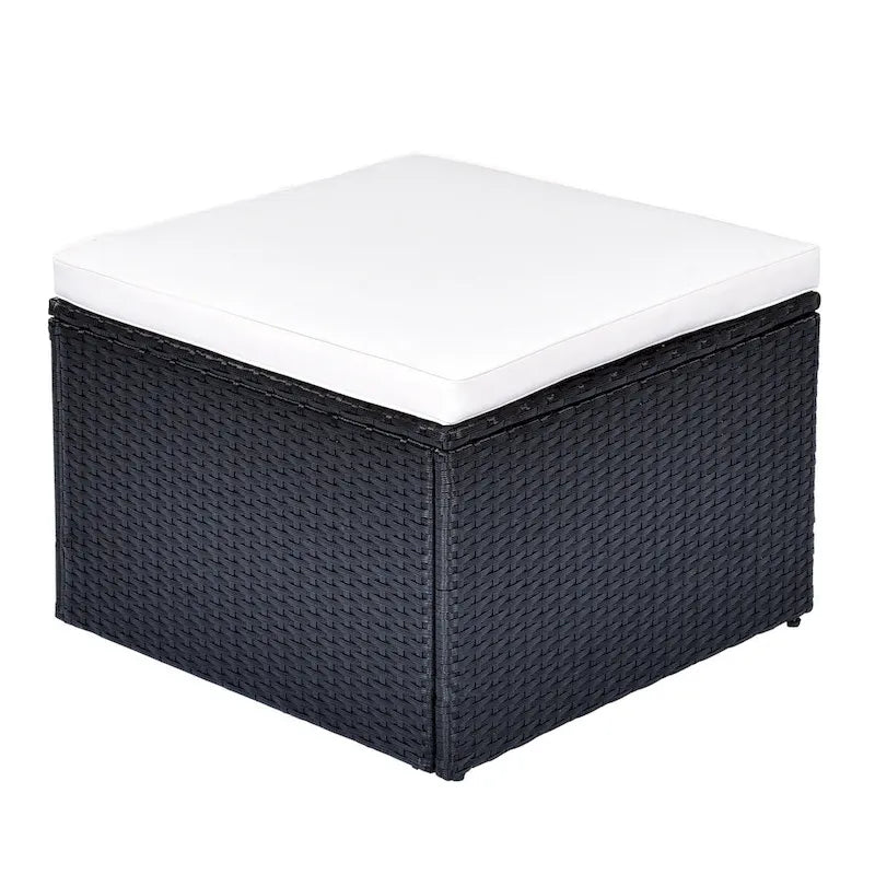 Ensemble de meubles de patio d'extérieur 6 pièces en rotin tressé avec canapé sectionnel et table basse