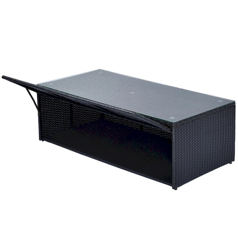 Ensemble de meubles de patio d'extérieur 6 pièces en rotin tressé avec canapé sectionnel et table basse